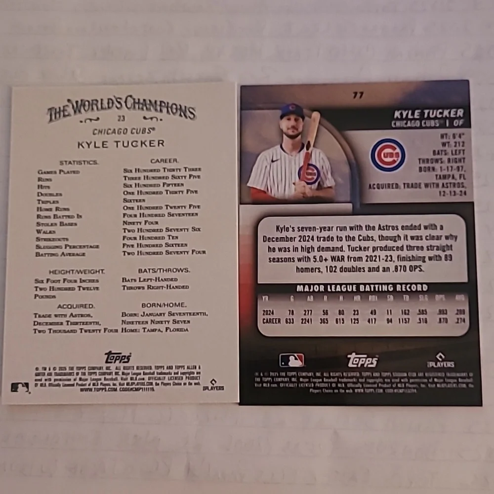 Topps Pink and White Kyle Tucker Trading Cards - Picture 4 of 4